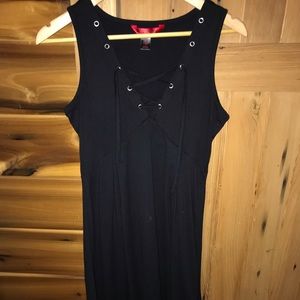 Black lace up mini dress